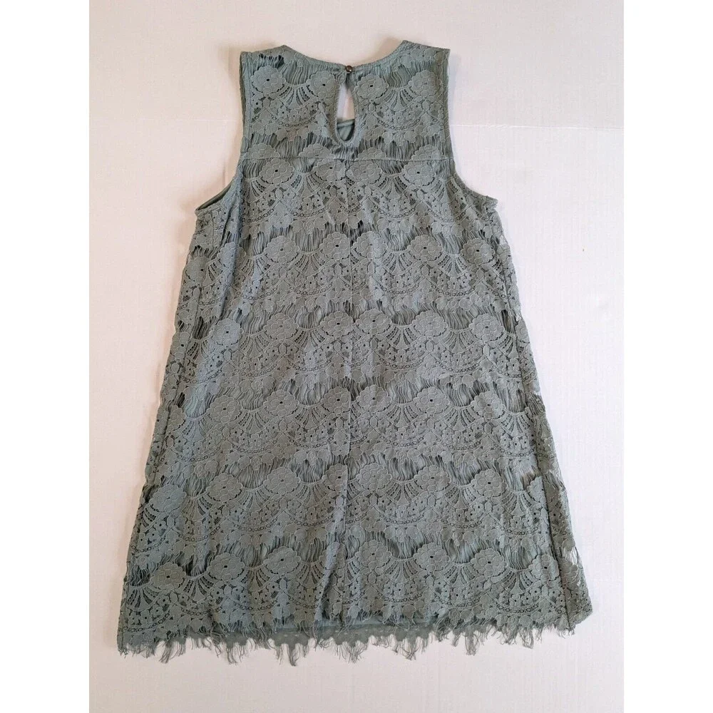Speechless A-Line Dress Size Small Sage Floral Pattern Lace over Knit Lining